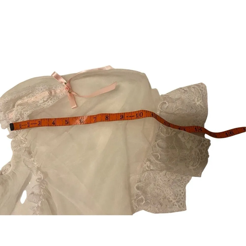 Juliana 2 Pc Lace Peignoir Robe Bralette Set Intimates Sheer Bridal Sexy Sleep White - Image 15