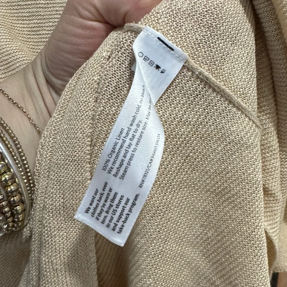 Eileen Fisher beige sweater organic linen top blouse textured long sleeve plus - Image 7