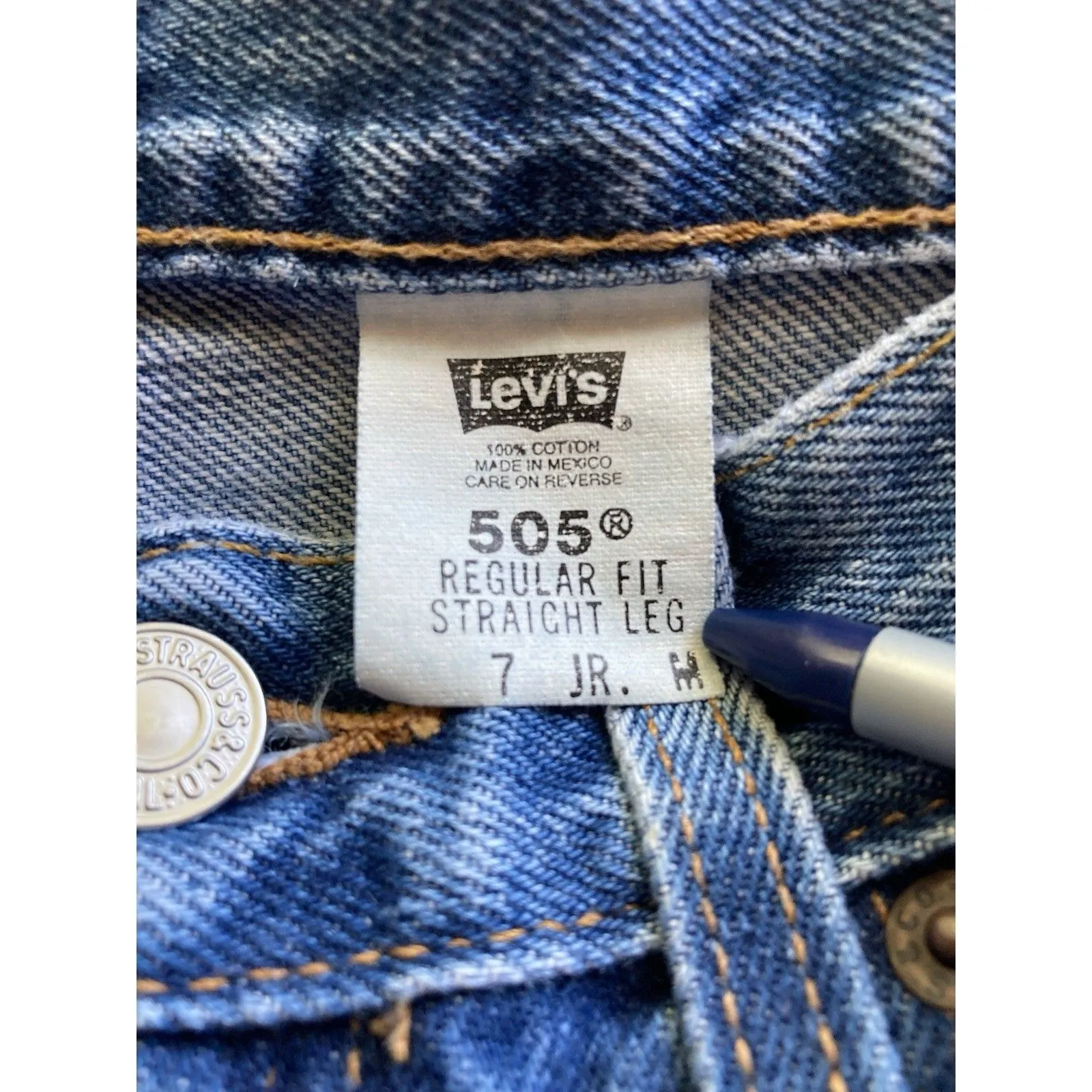 Levi’s 505 Vintage 7 JR M 28x32 Denim Jeans Reg Straight Leg Cotton Y2K (2000) - Image 9