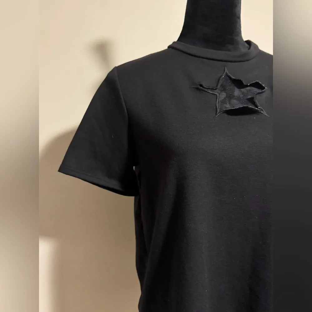 EUC BiBi Black Star Cut Out Grunge Top size medium - Image 2