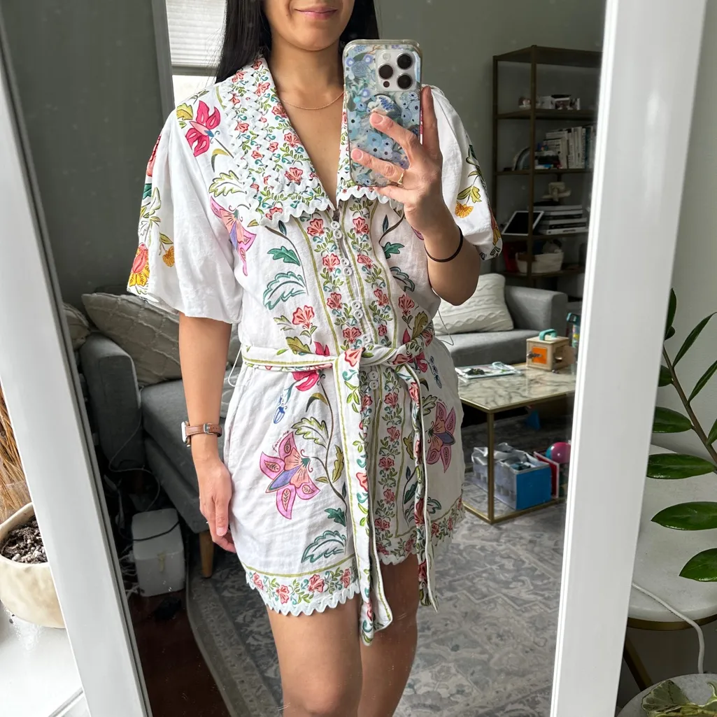 Farm Rio Floral Insects Belted Romper, Sz Small - Image 4