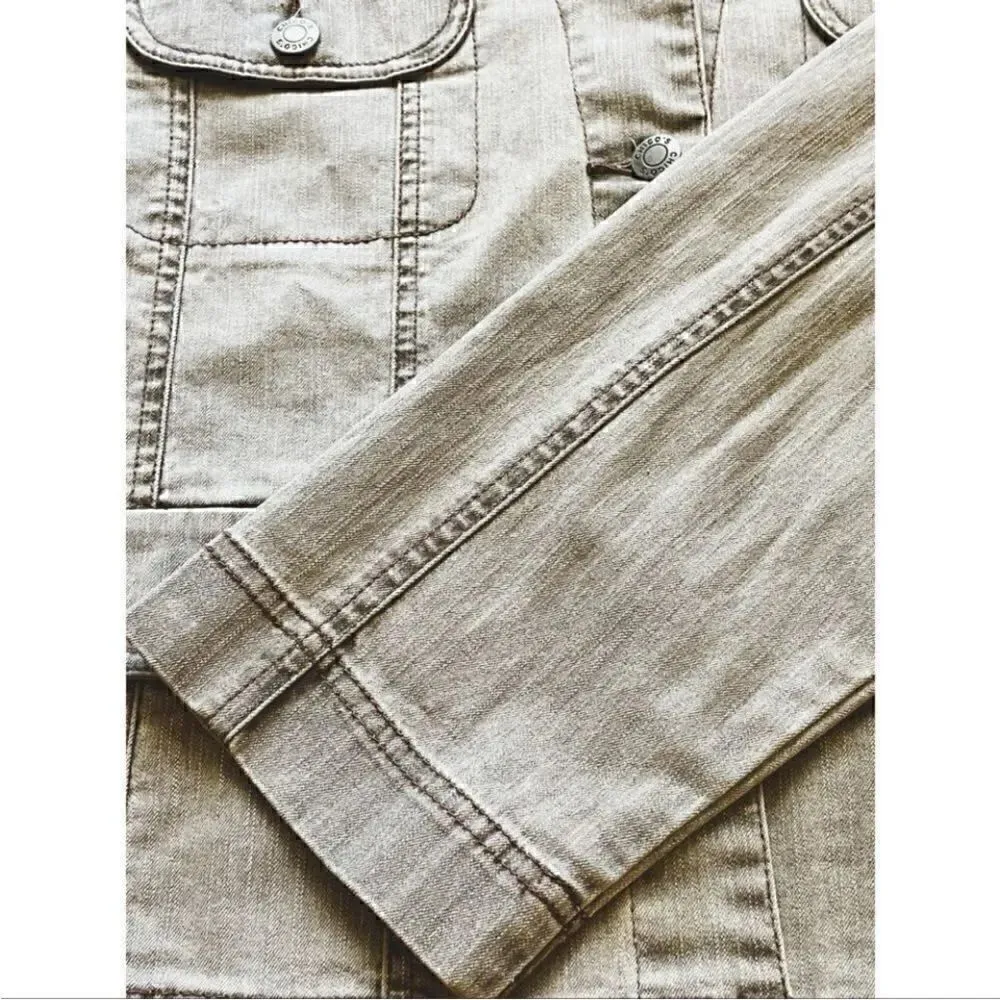 Chico’s  Gray Distressed Military Denim Lightweight Women Jacket
SZ 2 - Image 5