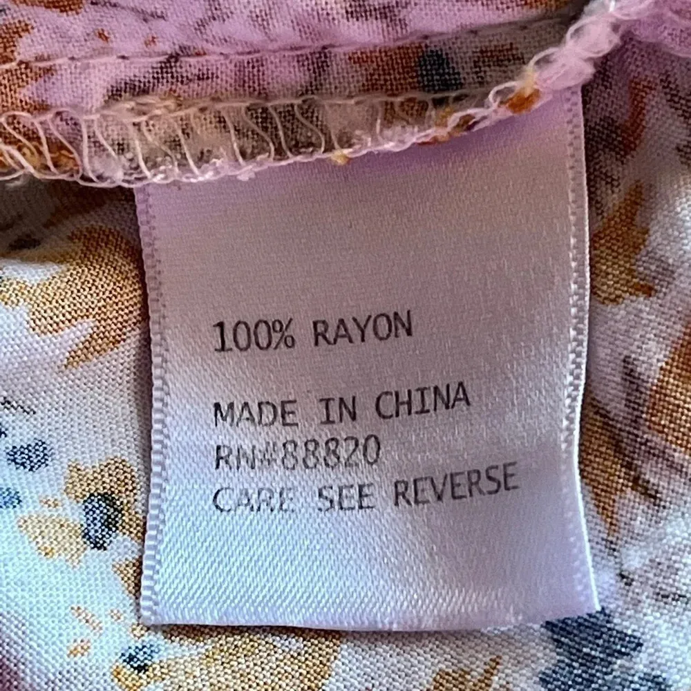 Cynthia Rowley Floral Babydoll Mini Dress XS – Yellow Blue White Peasant Tiered - Image 8