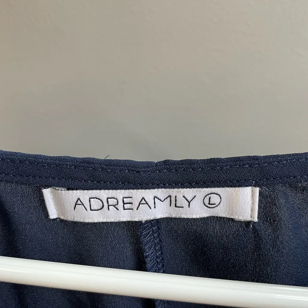 Navy Blue Swim Coverup with White Trim Size L - Image 2