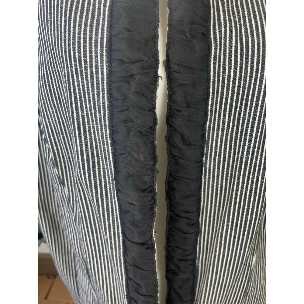 VTG AMI Blazer Jacket Black White Striped Ruffle 3/4 Sleeve Vintage Women's 1X - Image 3