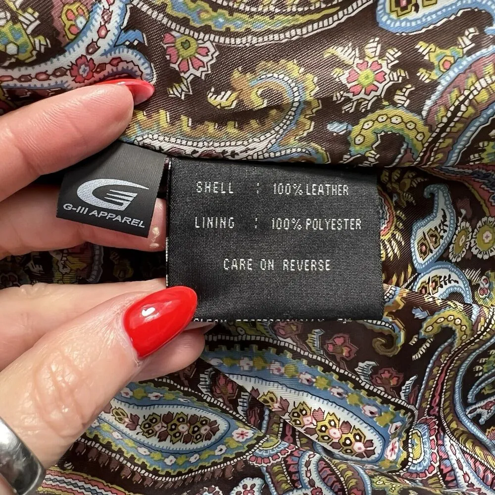 Colebrook Large Suede Leather Lime Green Jacket Women's Paisley Lined 2 Button - Image 8