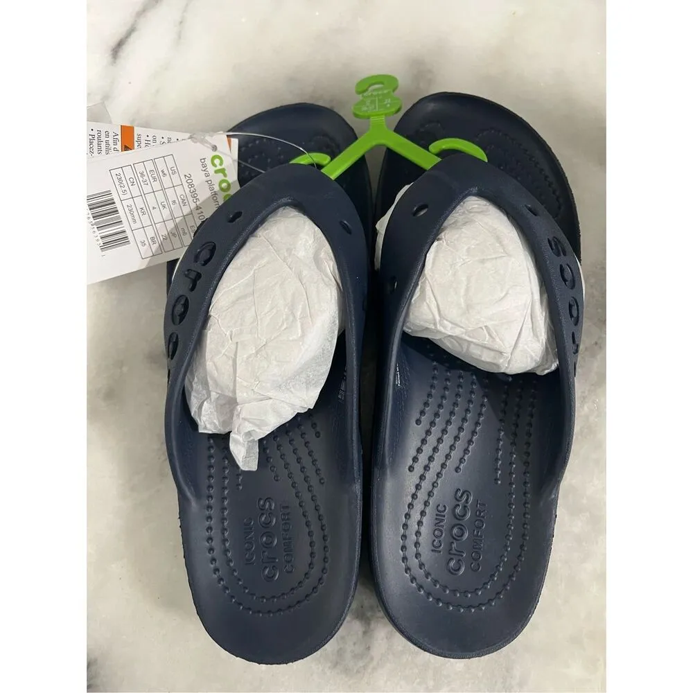 Crocs Baya Platform Flip Sandals Navy Blue Women’s 6 W6 208395-410 N - Image 6