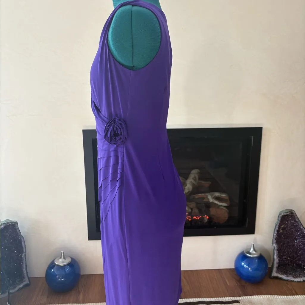 London Style Vivid Purple Wrap Midi Dress Size 6 - Image 2