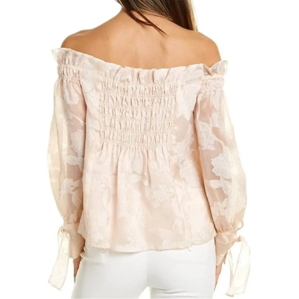 Rebecca Taylor Shimmer Floral Organza Fil Coupé Top Parfait pink | 4 - Image 2