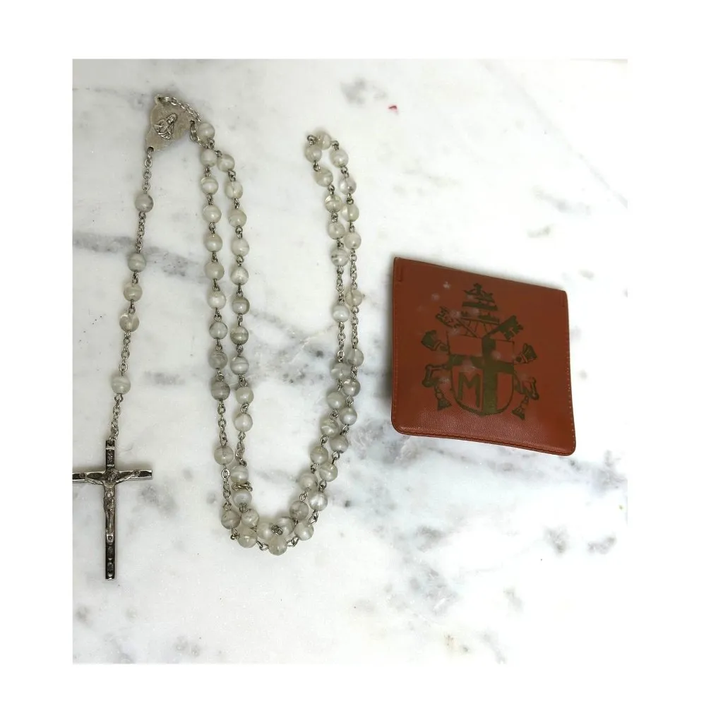 Vintage Italian Rosary with Pope Francis Coat of Arms Case, Made in Italy Silver - Image 7