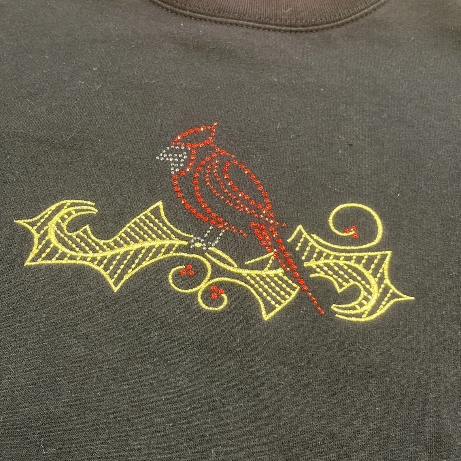 M & C Sportswear Black Bedazzled Embroidered Black Womens Sz 1X Christmas - Image 5