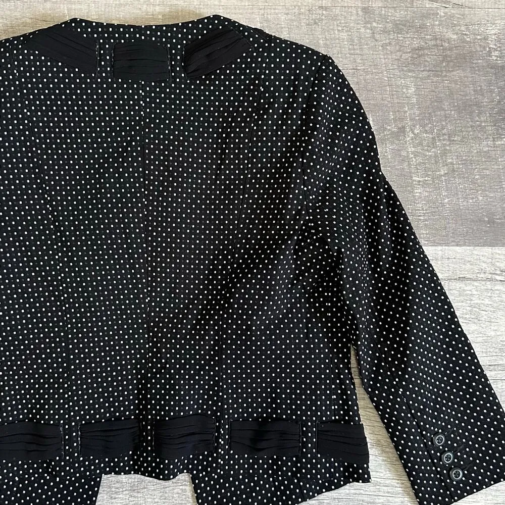 CAbi Dot Jacket Boxy Blazer Womens 4 Black White 3/4 Sleeve Flirty Style 5146 - Image 6
