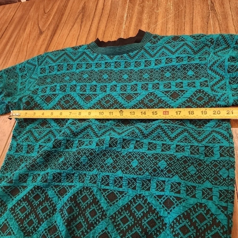 Vintage kathleen usherwood for periphery medium petite teal geo knit sweater Blue Size undefined - Image 10