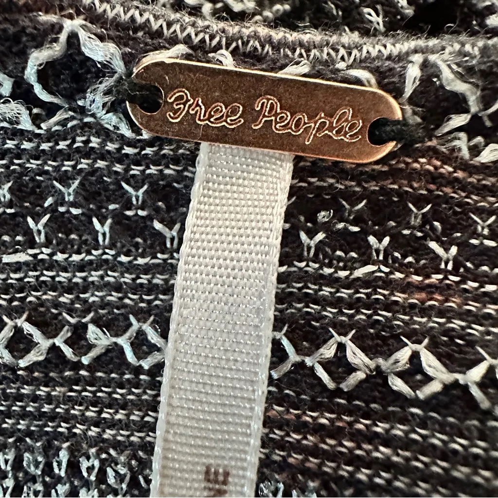 Free People Black Combo Off-Shoulder Ruffle Smocked Top | Size Large - Image 8