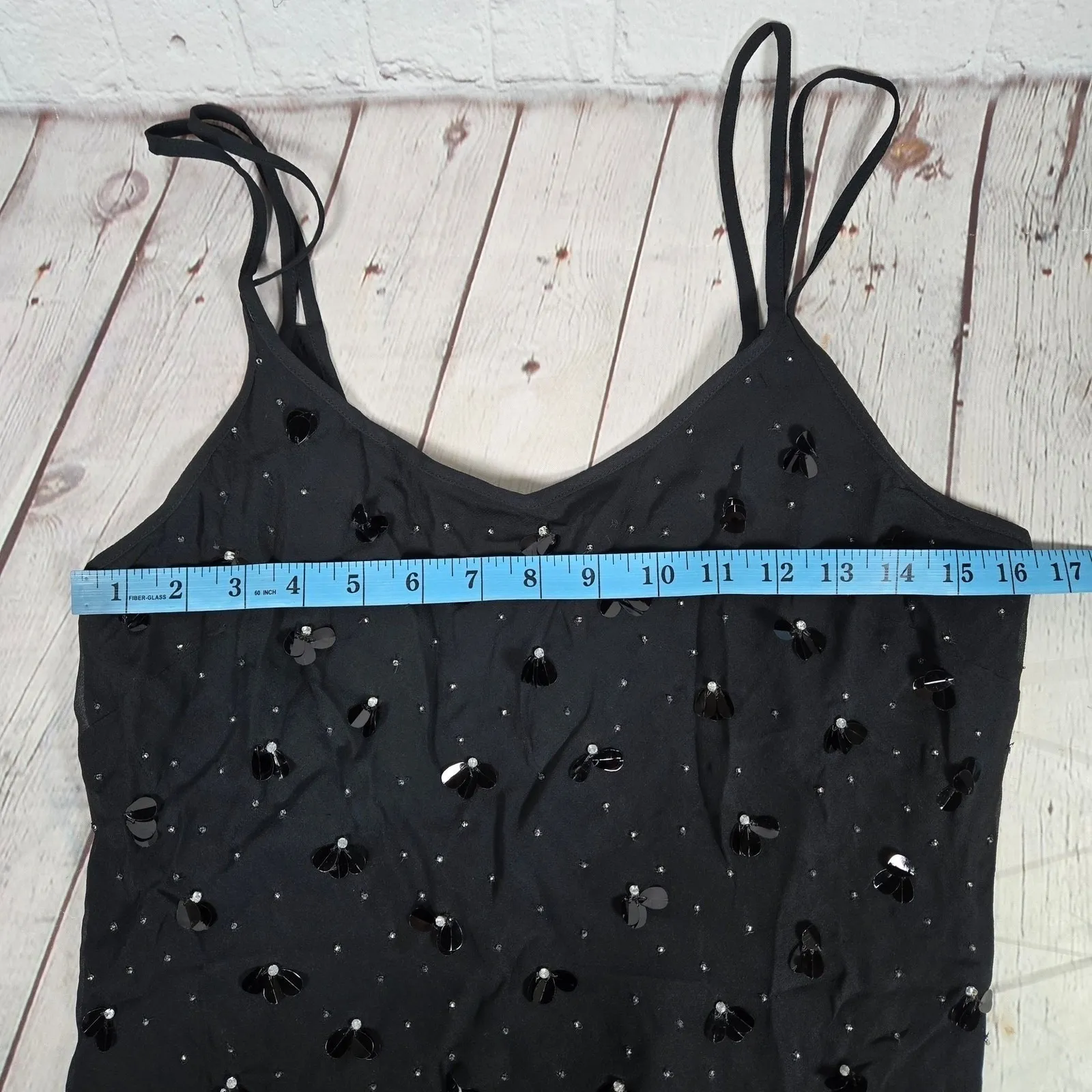 J. Crew Collection Black Sequin Crystal Embellished Slip Dress Size 8‎ - Image 6