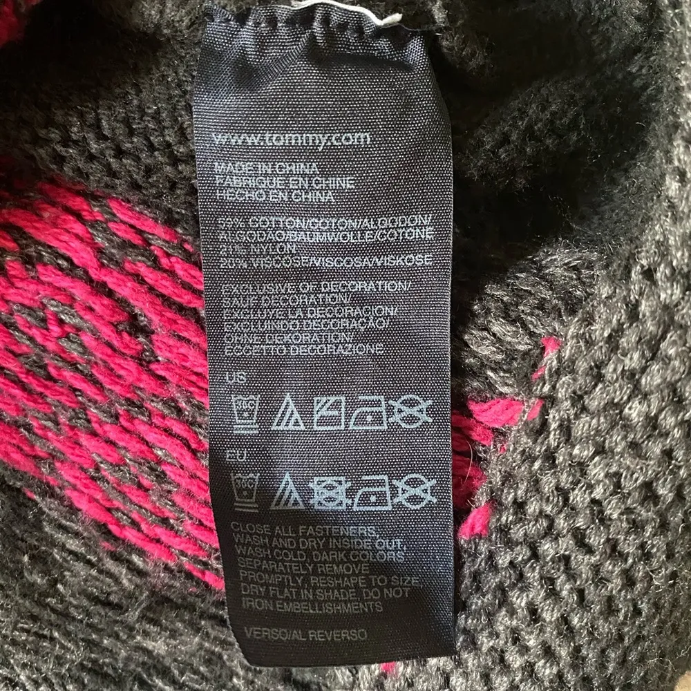 Tommy Hilfiger Gray Pink Black Cableknit Sleeveless Sweater Size XL - Image 6