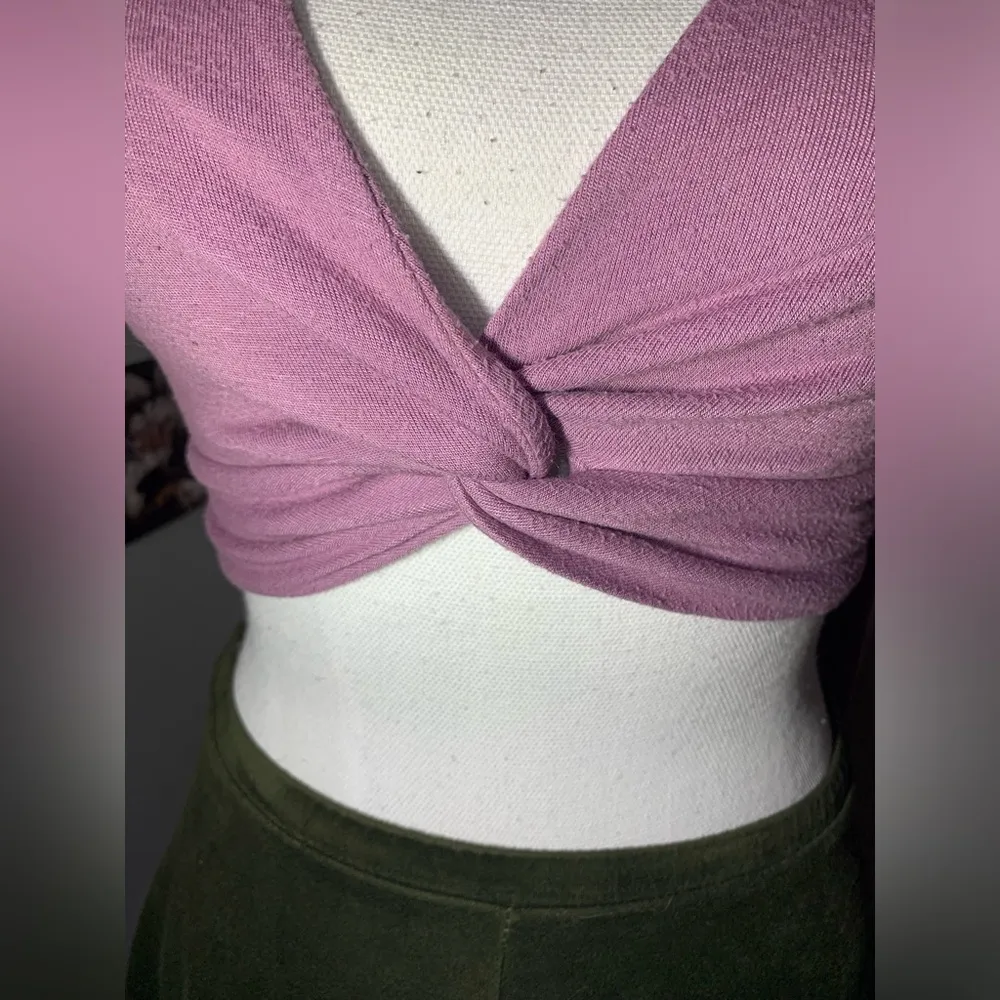 SO Purple Crossover Knot Crop Top - Image 6