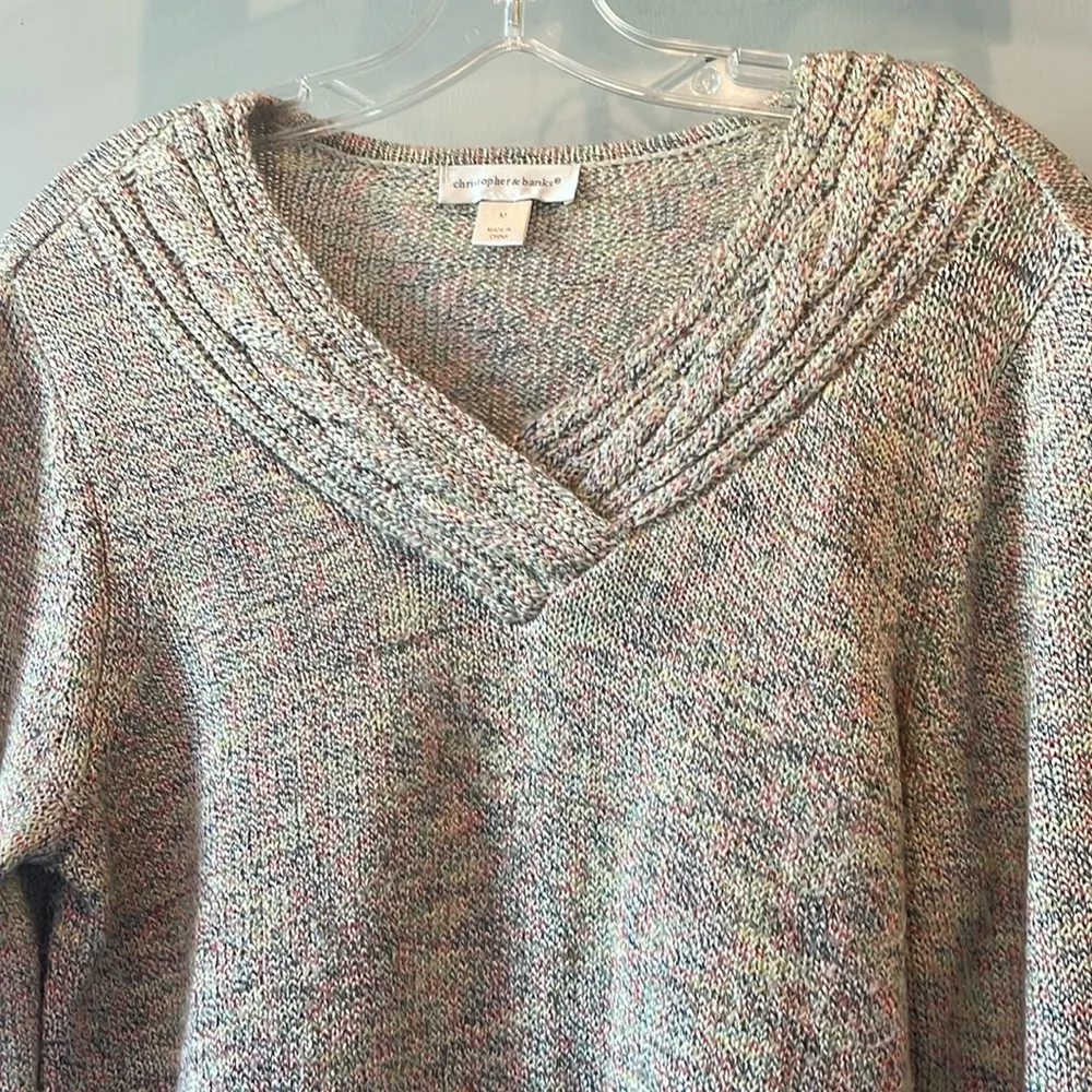 Soft pastel multi color fall sweater medium size casual style - Image 2