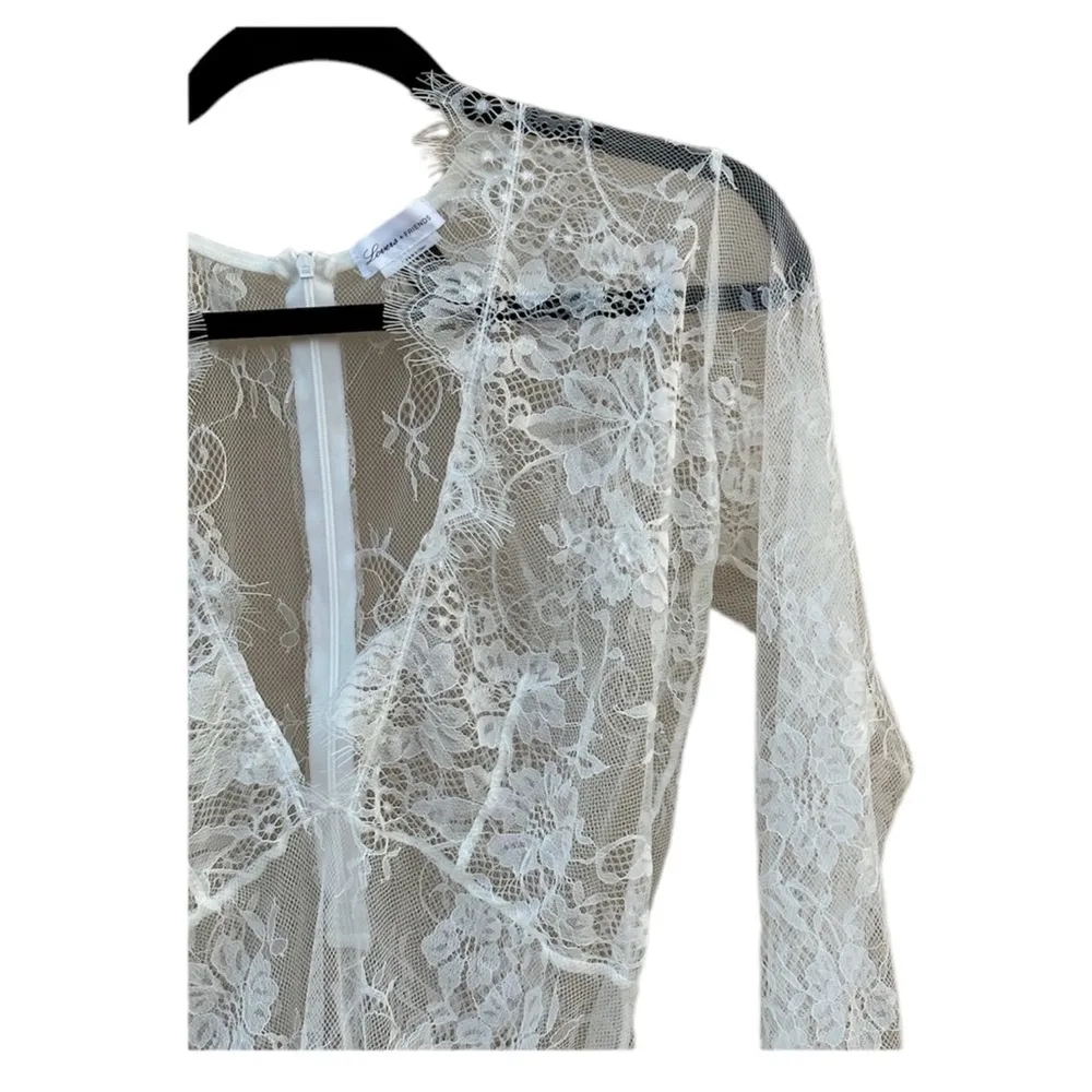 Lovers + Friends  Revolve Rita Teddy White Sheer Lace Revolve Large - Image 3