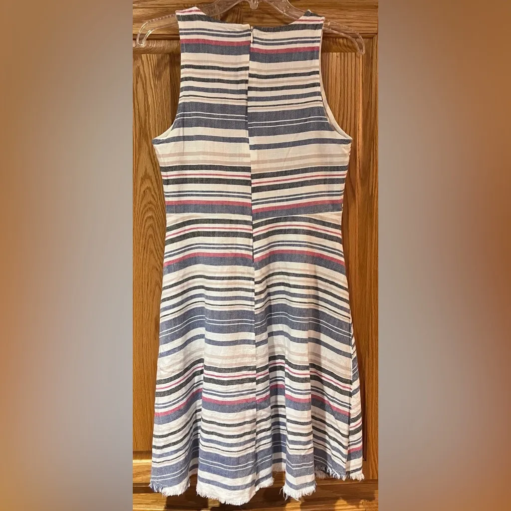 ZARA Basic Denim Couture Boho‎ Beachy Coastal Cruise Striped Dress Size Medium - Image 6