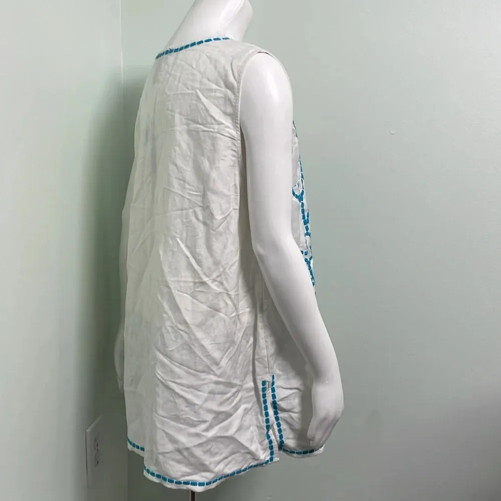 NWT! Grace Elements Women's Embroidered Top XL White and Blue - Image 3