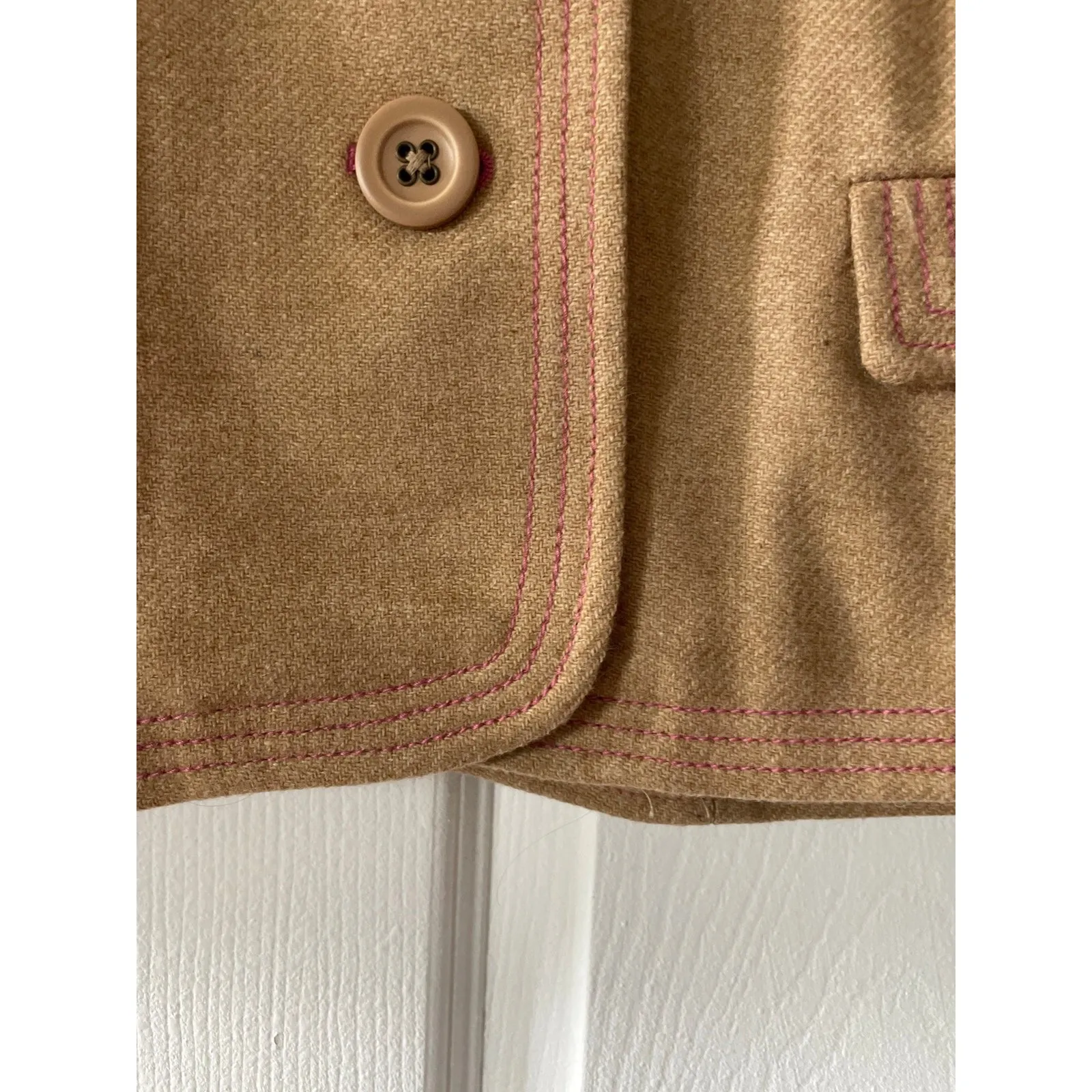 Gap Women's Wool Coat‎ Short Waist Jacket Size XL Camel Khaki/Tan - Image 5