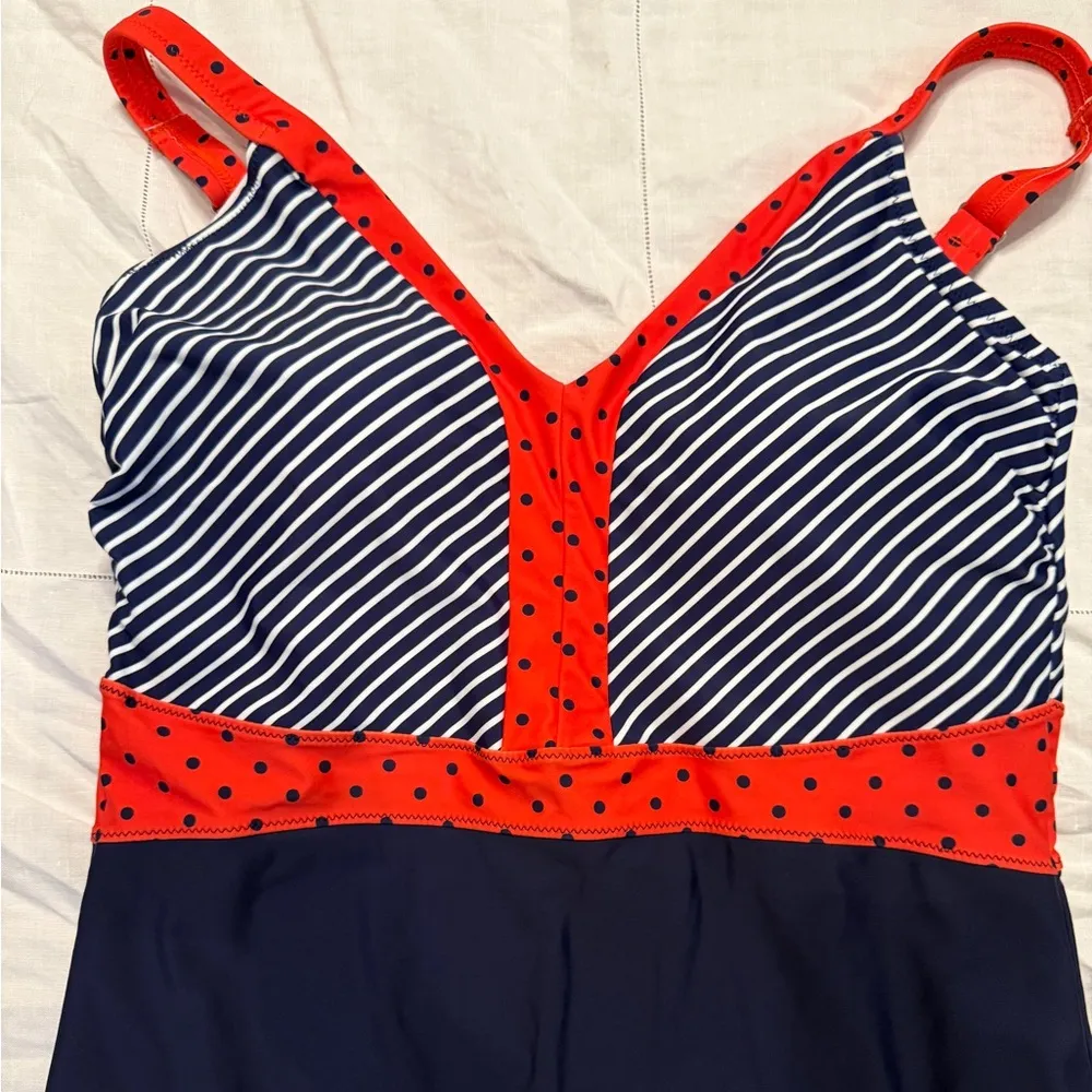Mazu Swim Navy and Red Striped Women’s One Piece Swimsuit size L Blue Size L - Image 3