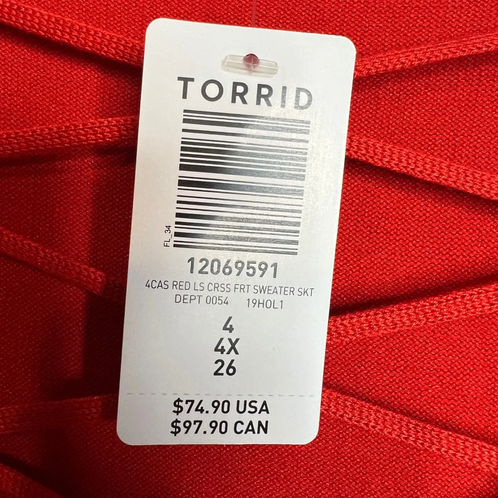 Torrid‎ Red Long Sleeve Sweater Dress Size 4X Lattice Top Skater Fit &Flare NWT - Image 6