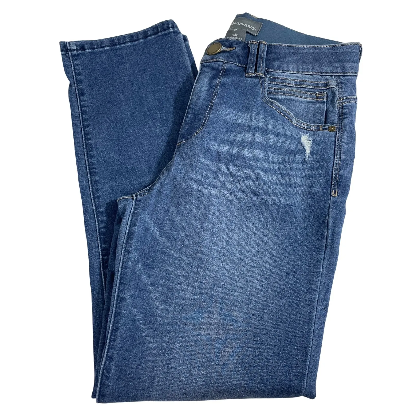 Democracy "AB" Technology Mid Rise Straight Leg Blue Wash Jeans Size 6 Denim - Image 7