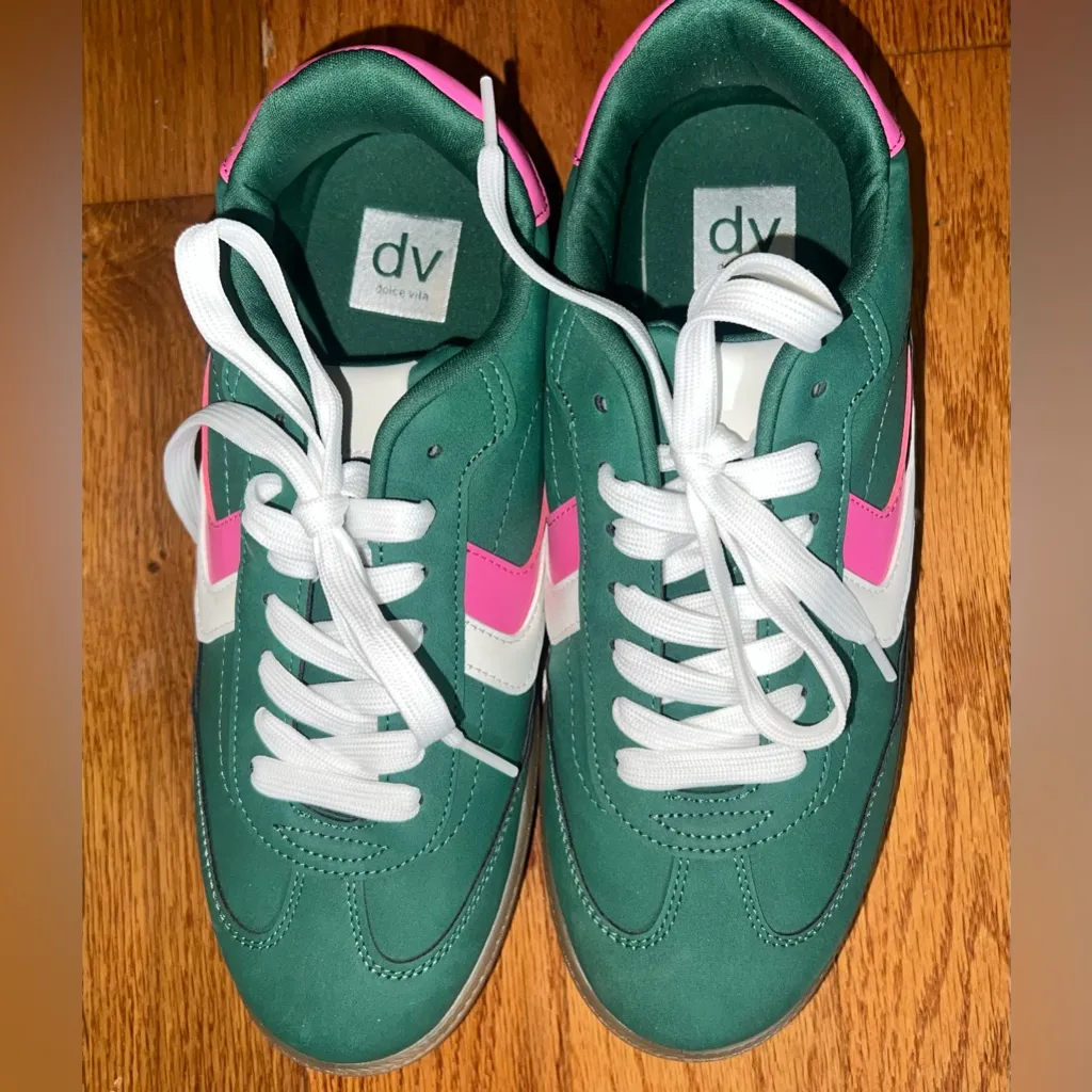 DOLCE VITA Sybela Low Top Lace Up Comfortable Sneaker Size 10 Green - Image 5