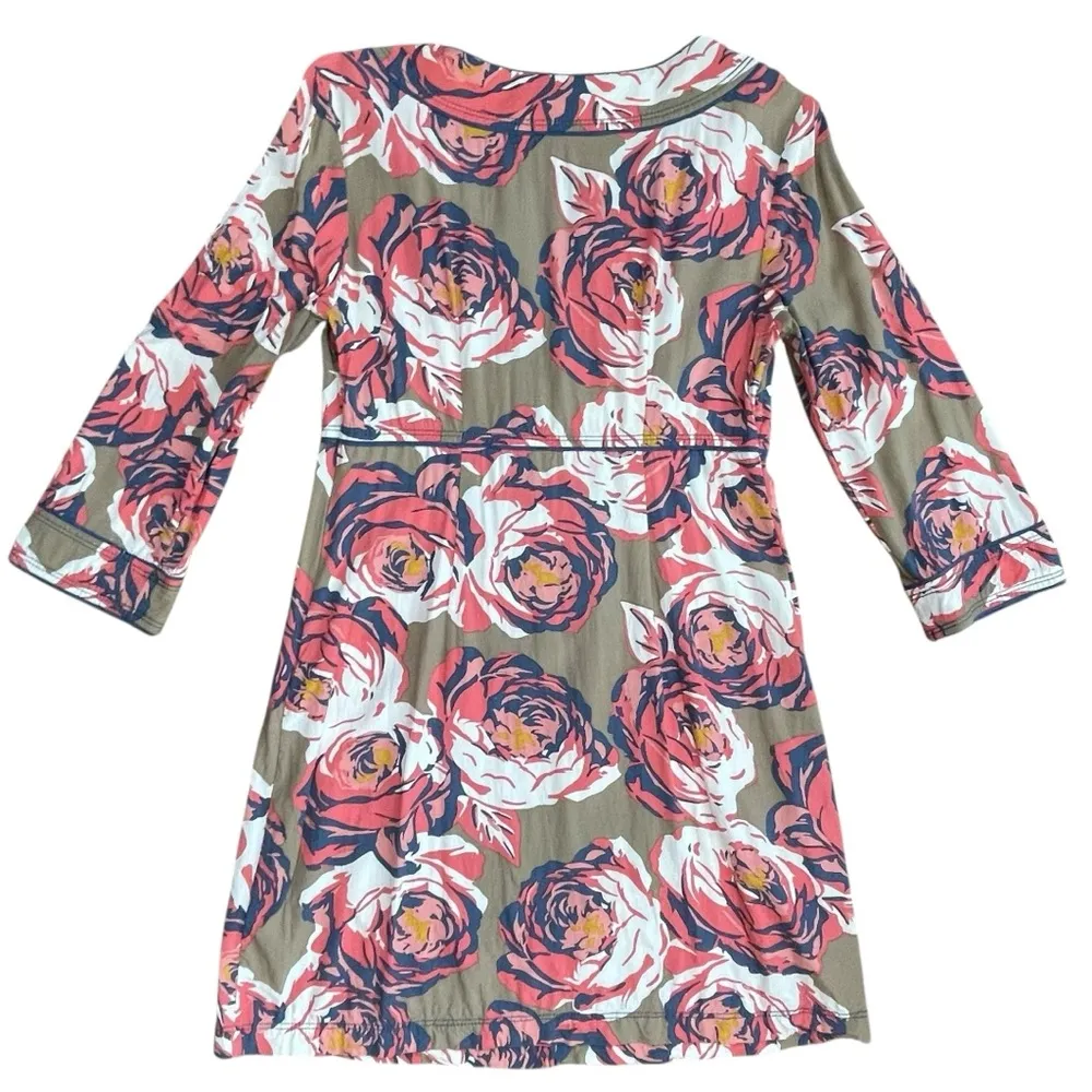 Boden Womens Dress 4R Pink Tan Floral 3/4Sleeve Mini Tunic Viscose Resortwear Size 4 - Image 5