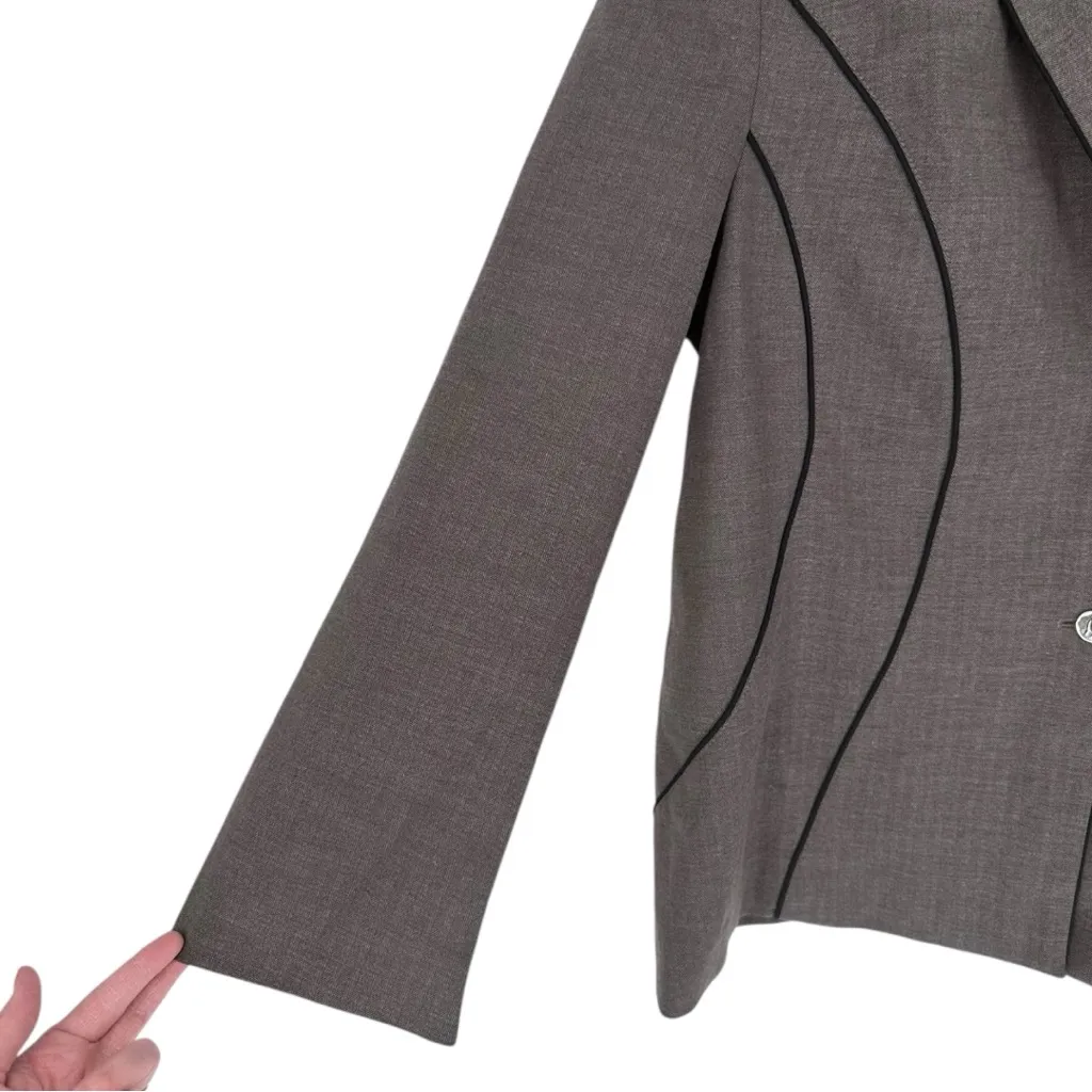 Disturbia Cointrelle Herringbone Piped Blazer size 16 Long Sleeve NWT Collared Gray - Image 7