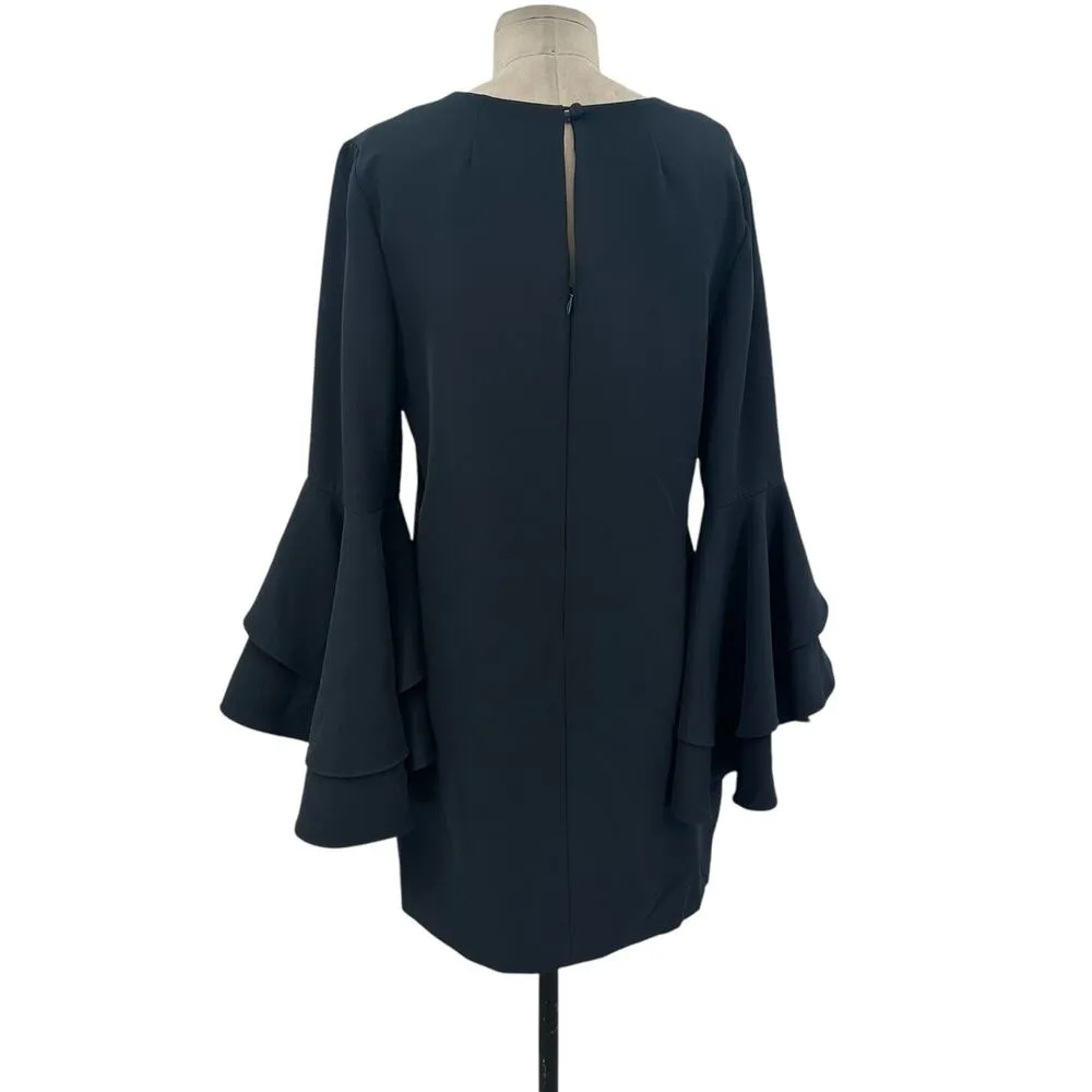 Milly Nicole Dress Mini‎ Sheath 3/4 Length Bell Sleeves V-Neckline Blue Size 8 - Image 7