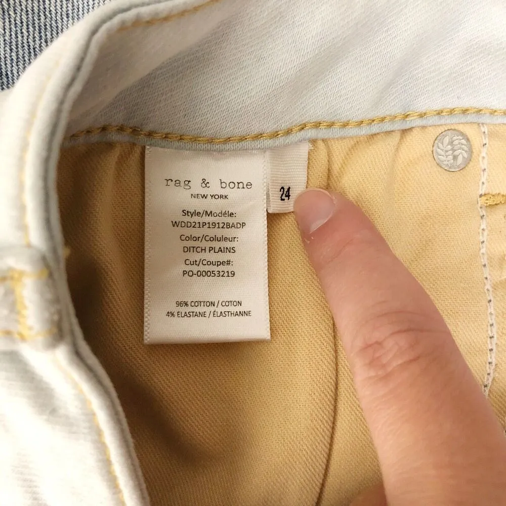 RAG & BONE Dre Low Rise Shorts Cut Of in Ditch Plains Light Wash Slim Fit Sz 24 - Image 8