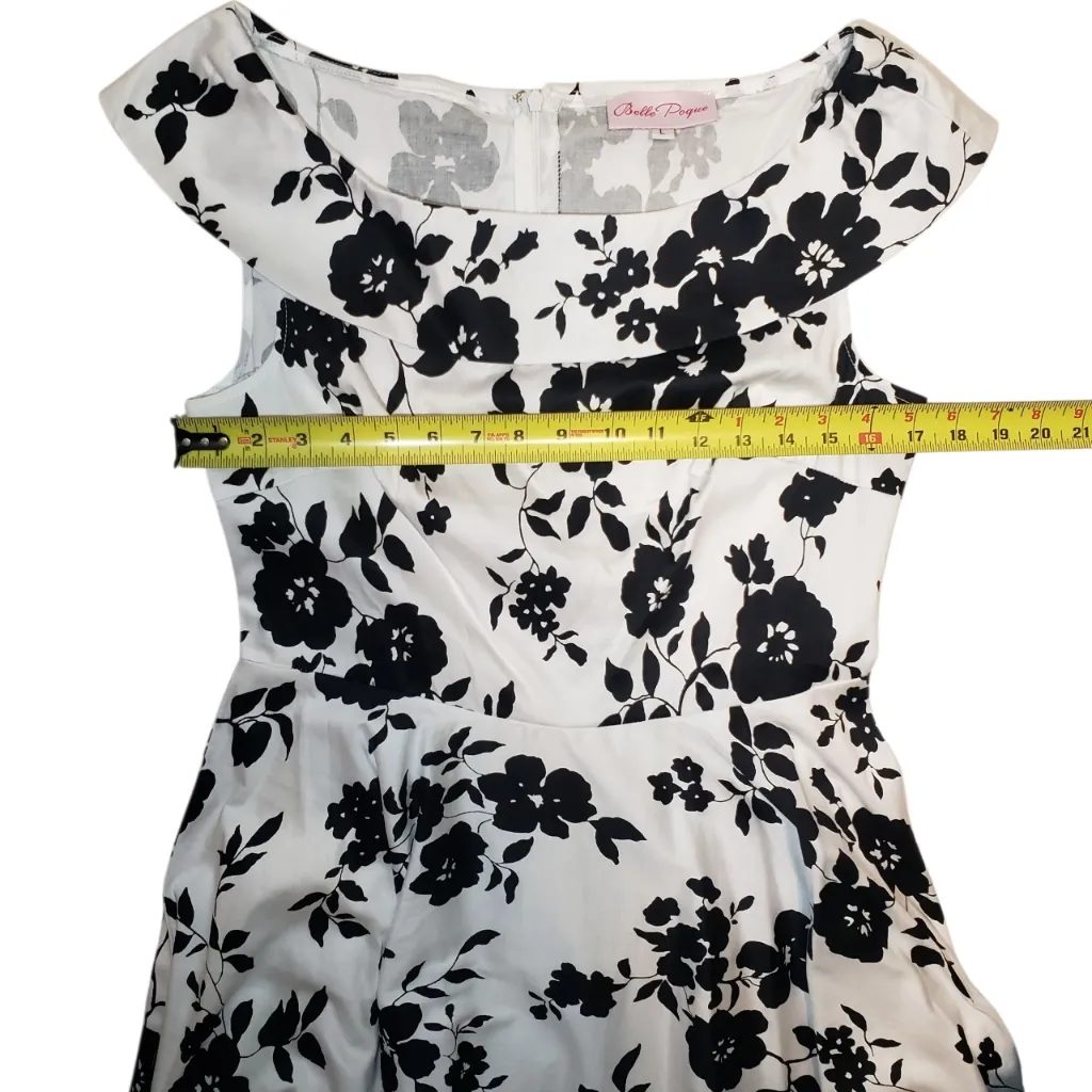 NWOT Belle Pogue 50s Audrey Hepburn style black & white floral dress Size Large - Image 5