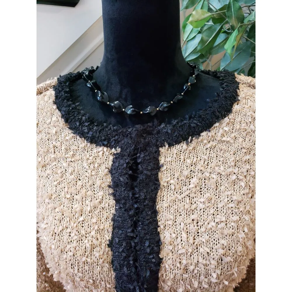 Mcginn Cardigan Sweater Women's Large Beige Tweed Eye Lush Hook & Eye Closure - Image 2