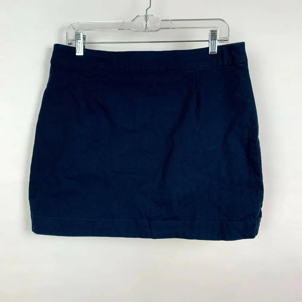 Copper Key Button Front A-Line Mini Skirt Navy - Image 2