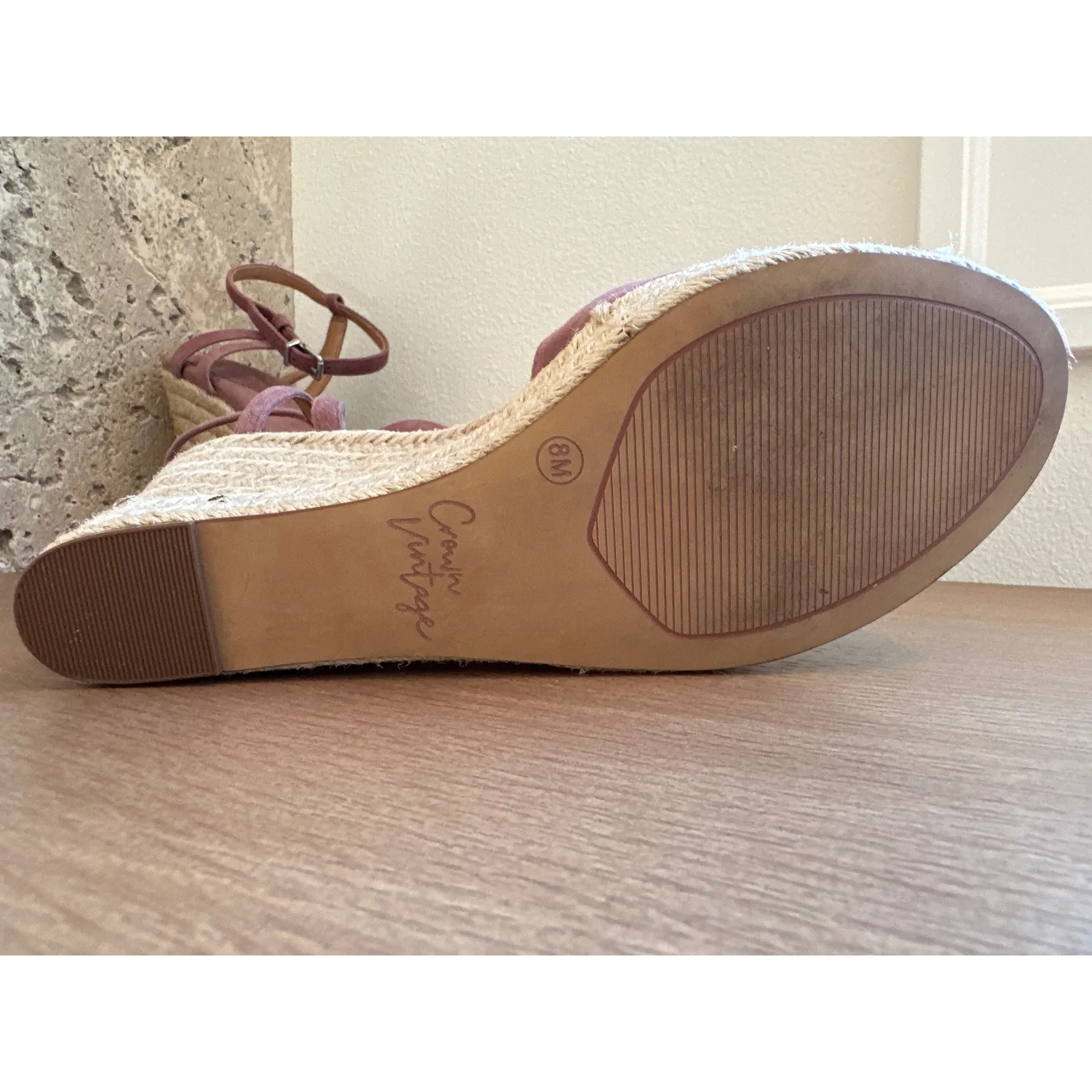Crown Vintage ALINA DESERT Violet Suede Wedge Espadrilles Size 8 Purple - Image 5