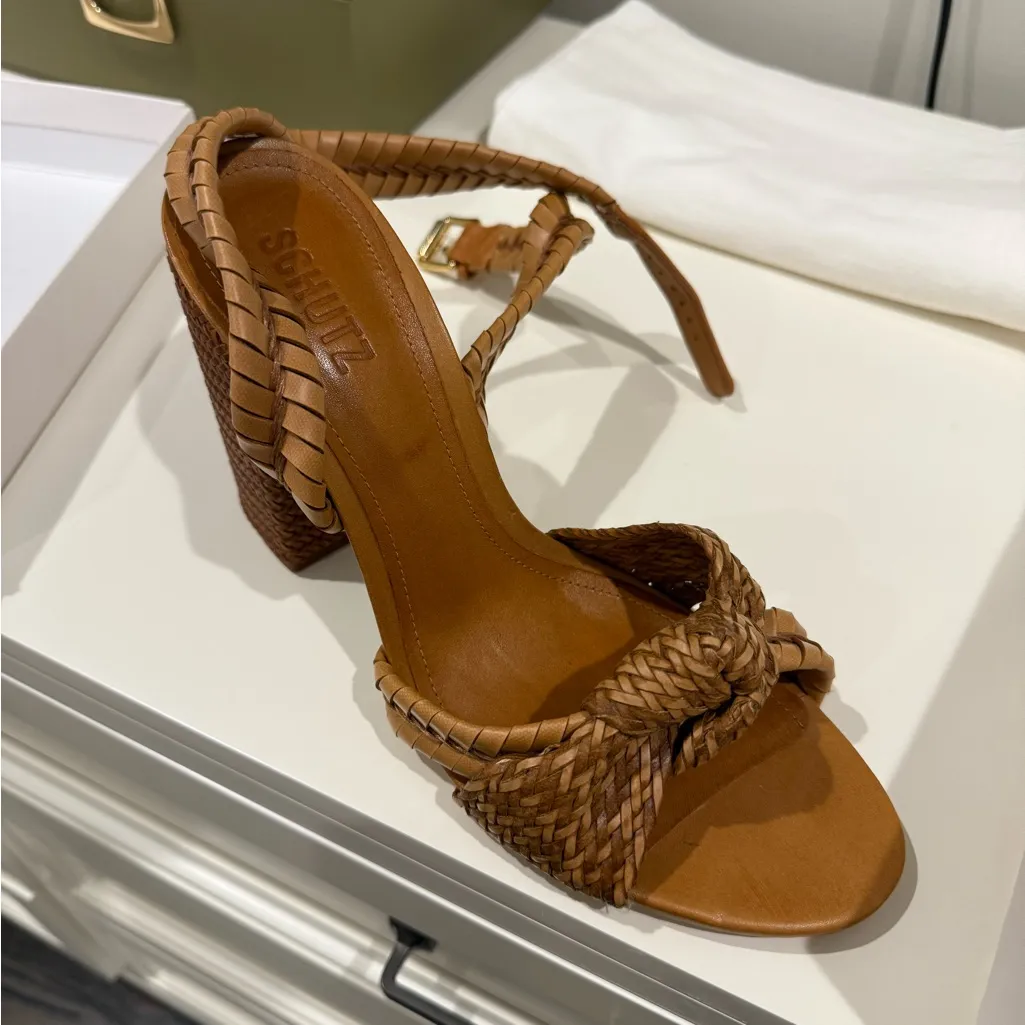 SCHUTZ Women's Brown Braided Block Heels - Image 2