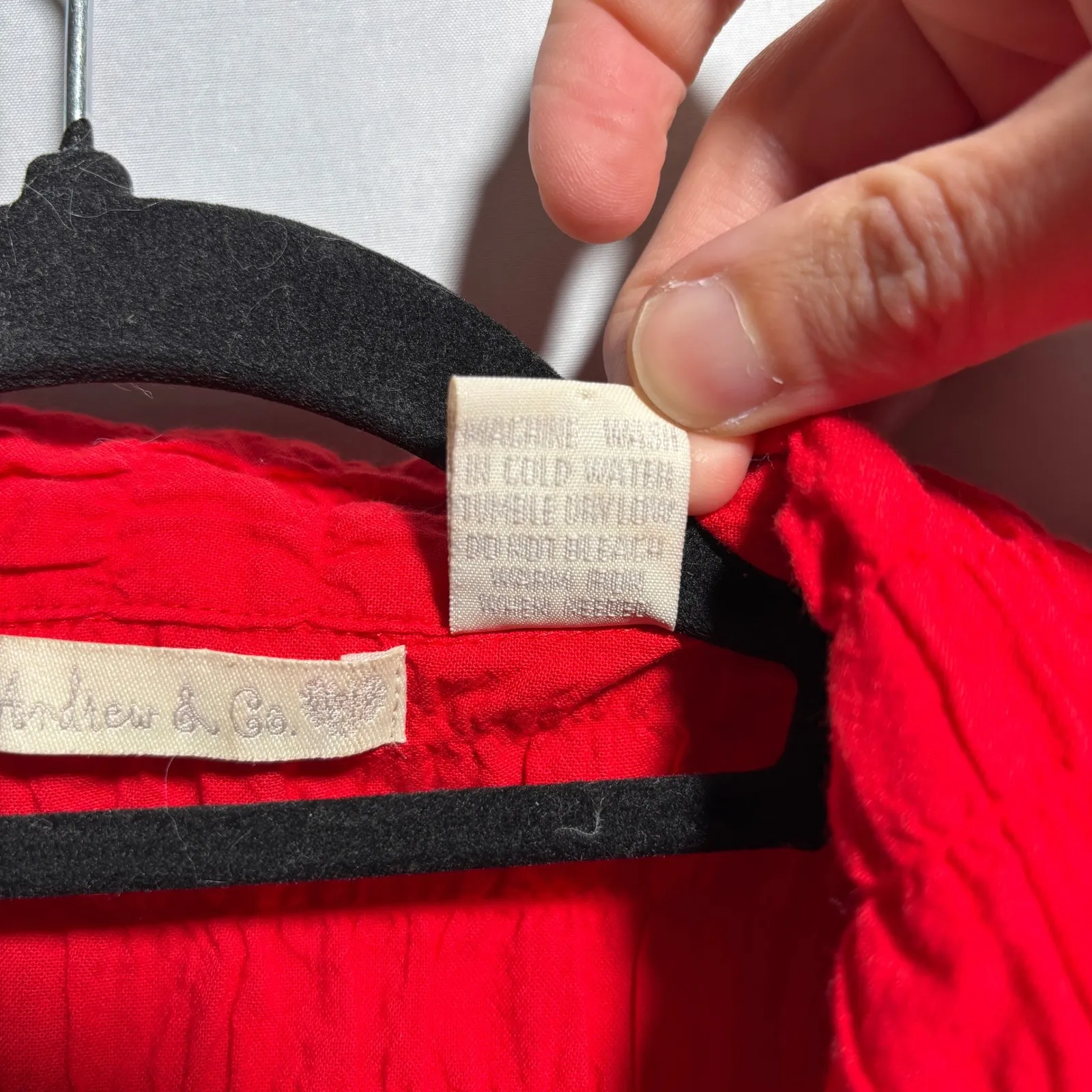 Andrew & Co Bright Red Hook & Eye Polo‎ Top Ruffled Textured Y2K 3/4 Sleeve M Size M - Image 5