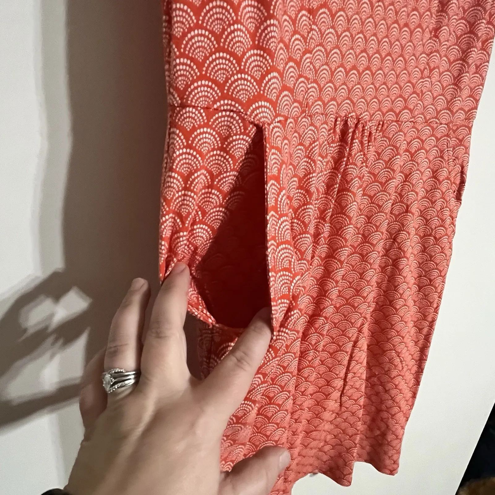 Boden Melinda Dress Jersey Women's Size 12 R Orange White Print Sleeveless - Image 5