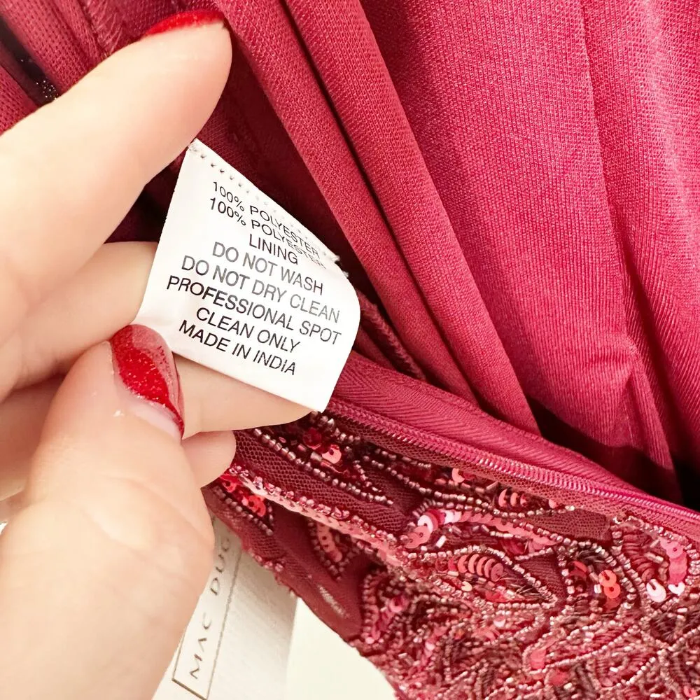 Mac Duggal 5107 Burgundy Red Embellished Leaf Plunge Evening Gown 12 NEW $498 - Image 9