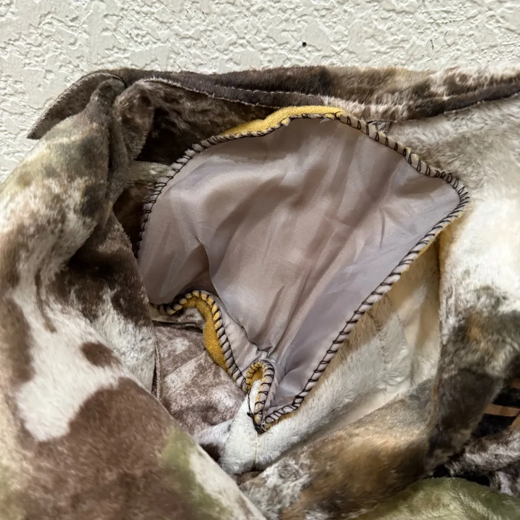 Vintage Unbranded Green & Taupe Cow Print Suede feel Fabric Boho Festival Jacket Size undefined - Image 10