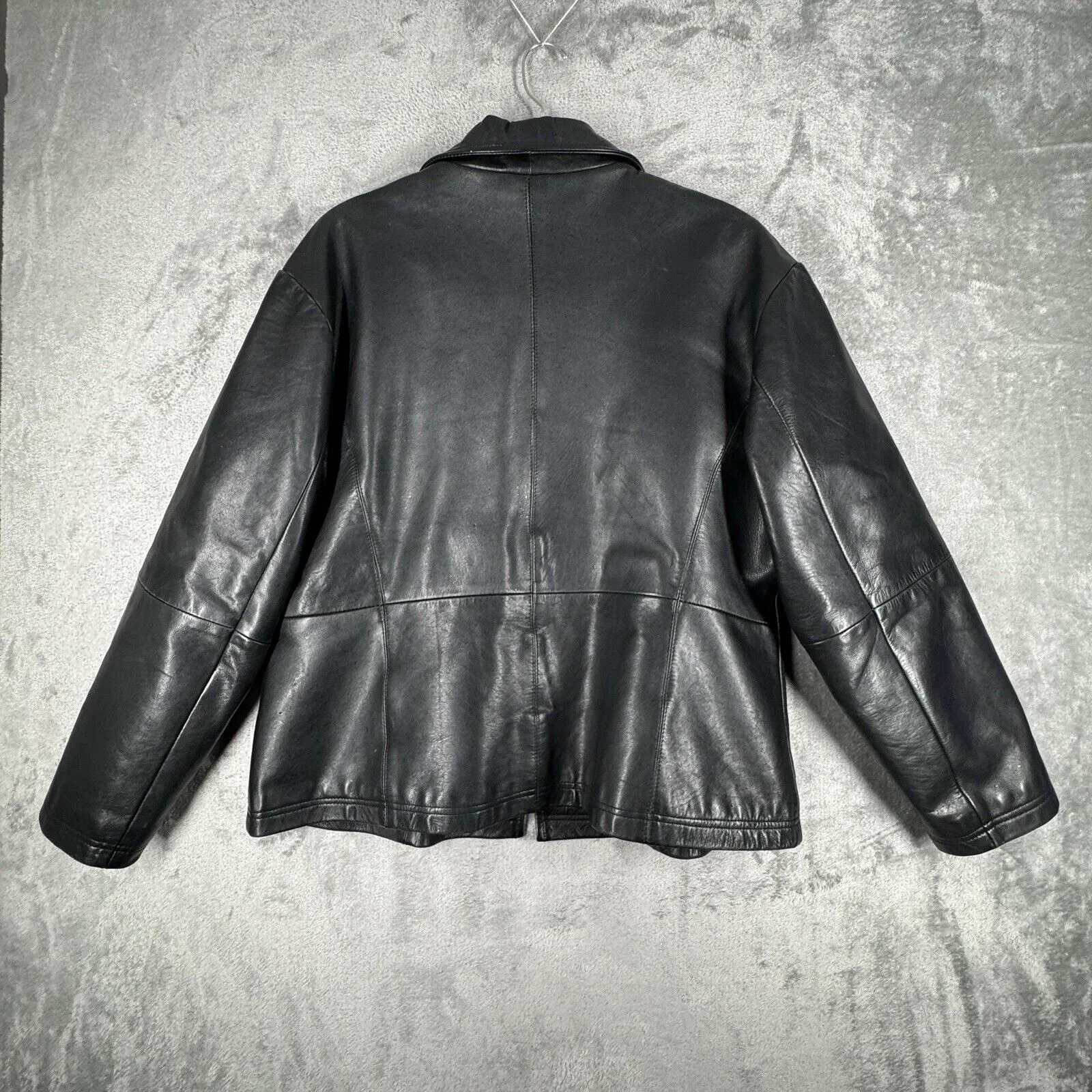 Ital Leather Collection‎ USA Jacket Womens 2XL Black Leather Bomber Edgy Rocker Size 2X - Image 3