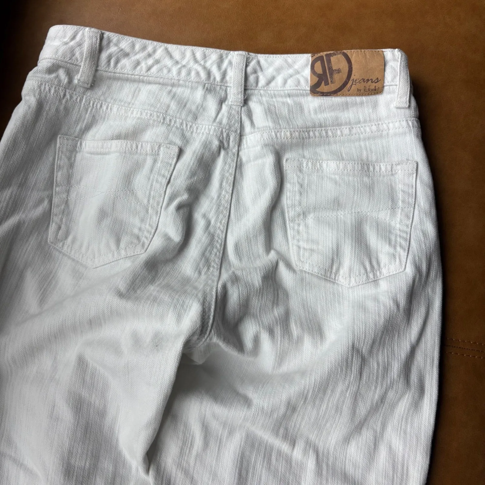 RF Jeans by Rolusio White Flare Jeans Size 6 Cotton Blend Stretch Bootcut - Image 8