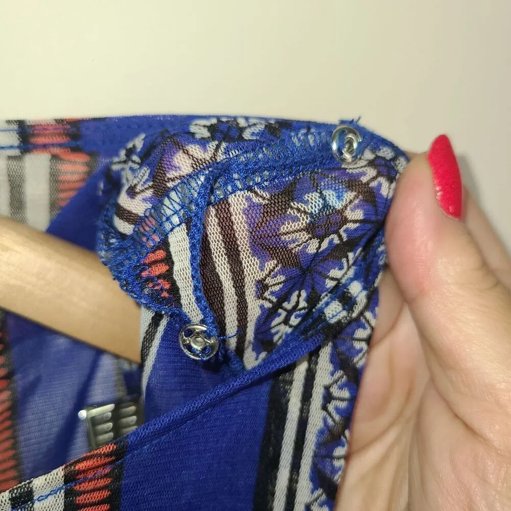 INC International Concepts Sheer Boho Blouse. **No Cami Blue Size L - Image 7