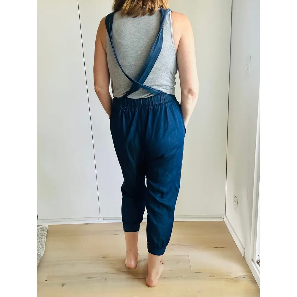 Anna Sui Denim Chambray Overalls Capri Size Small jogger bibs Vintage 90s Era - Image 10