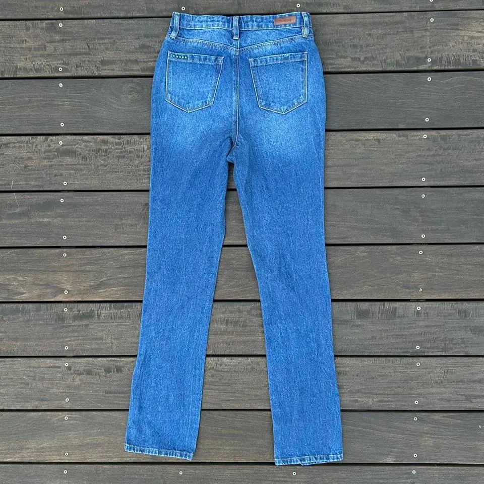 Blank NYC The Cooper Long Slim Straight High Waisted Straight Leg Blue Jeans - Image 5