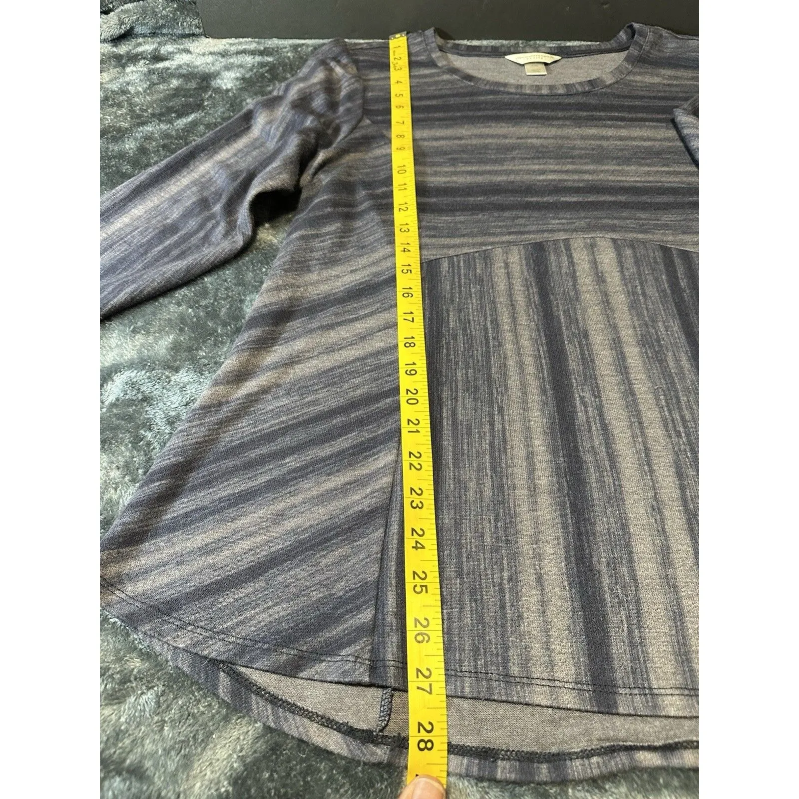 Christopher & Banks Blue & White Striped 3/4 Sleeve Top P/XL Size undefined - Image 4