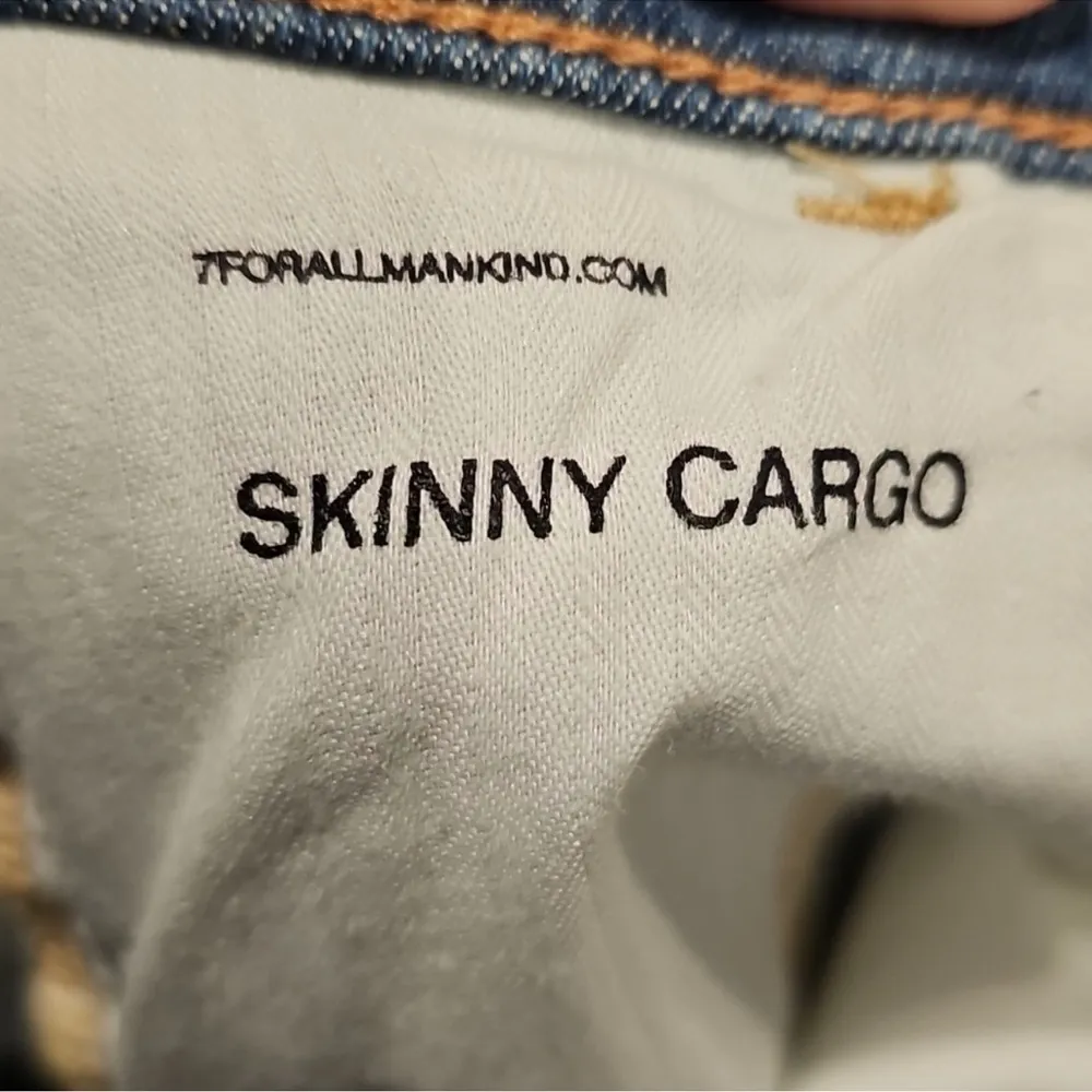 7 For All Mankind Vintage Sloane Skinny Cargo Blue Ankle Cropped Jeans Tapered. - Image 3